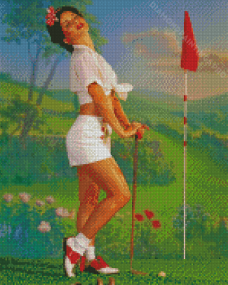 Pin Up Golf Lady Diamond Painting
