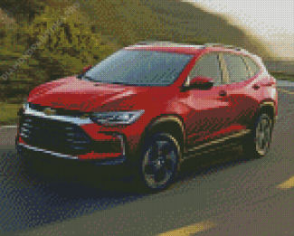 Red Chevrolet Tracker On Road Diamond Painting