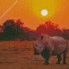 Safari Rhino Sunset Diamond Painting