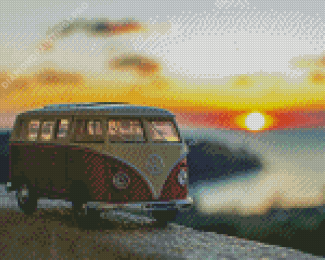 Toy VW Car Sunset Diamond Painting
