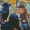 Viking Woman And The Crow Diamond Painting