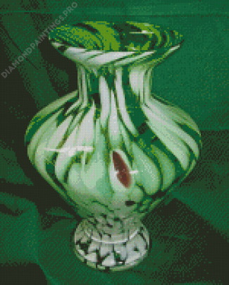 Vintage Green And White Vase Diamond Painting
