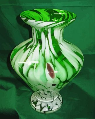 Vintage Green And White Vase Diamond Painting