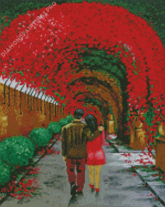 Walking Couple In The Garden Diamond Painting