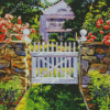 White Picket Fence Gate Art Diamond Painting