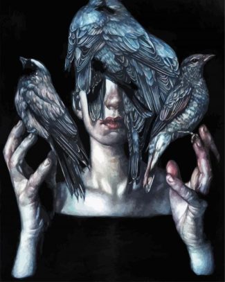 Woman And Birds By Marco Mazzoni Diamond Painting