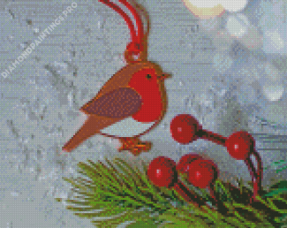 Christmas Robin Bird Decoration Diamond Painting