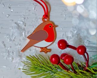 Christmas Robin Bird Decoration Diamond Painting