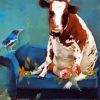 Cow And Bird On Sofa Diamond Painting