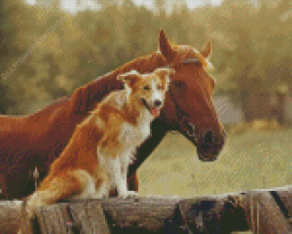 Dog And Horse Sunset Diamond Painting