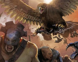 Eagle Attacking Orcs Fantasy Fight Diamond Paintings