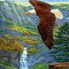 Eagle With Waterfall Falls Diamond Painting