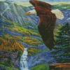 Eagle With Waterfall Falls Diamond Painting