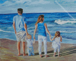 Family Beach Day Art Diamond Paintings
