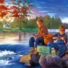 Friends Fishing In River Diamond Painting