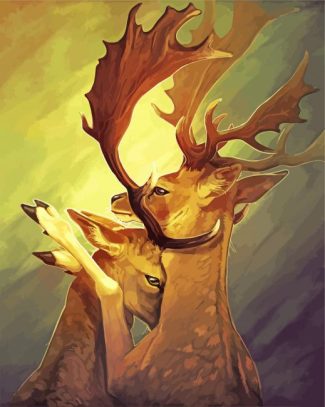 Gold Deers Hug Diamond Paintings