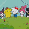 Hello Kitty Characters In Garden Diamond Painting