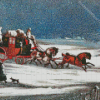 Horse And Carriage In Snow Diamond Paintings