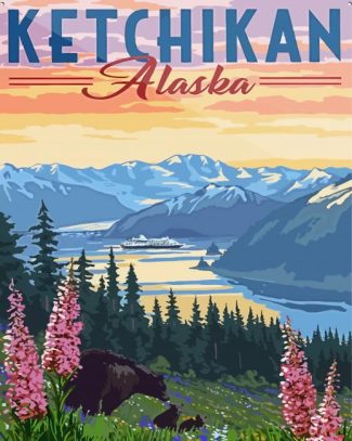 Ketchikan Alaska Poster Art Diamond Painting