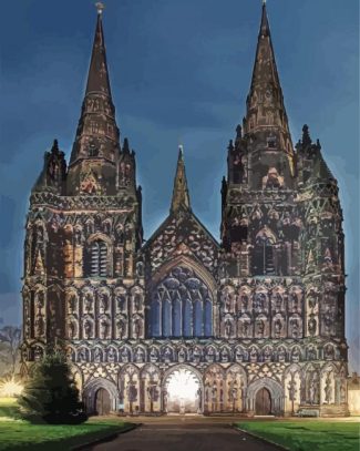 Lichfield Cathedral At Night Diamond Painting