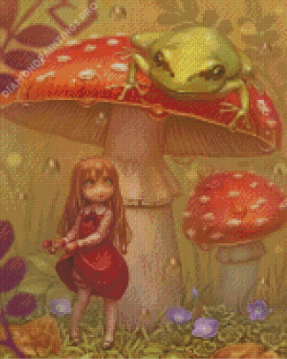 Little Girl And Frog Diamond Paintings