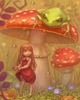 Little Girl And Frog Diamond Paintings