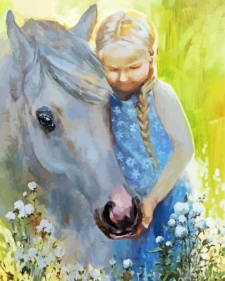 Little Girl And Horse Art Diamond Paintings