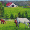 Ranch And Horses Art Diamond Paintings