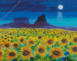 Sunflower Landscape Night Diamond Painting
