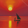 Sunset With A Boat Diamond Painting
