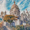 The Basilica Of The Sacred Heart Of Paris In Montmartre Hill Diamond Paintings