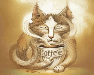 The Cat And Coffee Diamond Paintings
