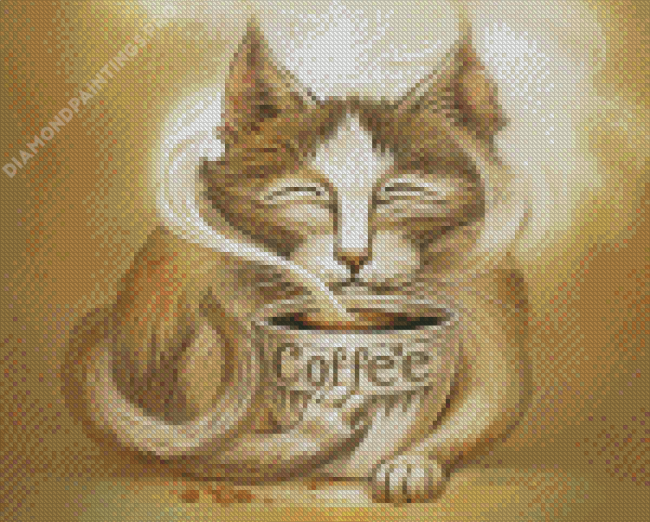 The Cat And Coffee Diamond Paintings