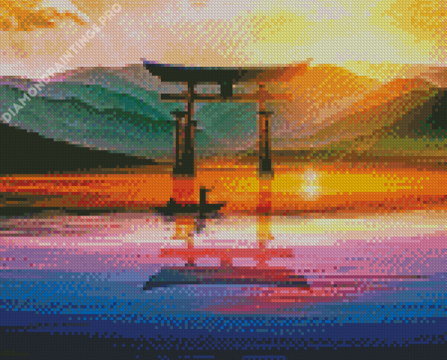 Torii Gate At Sunset View Diamond Paintings