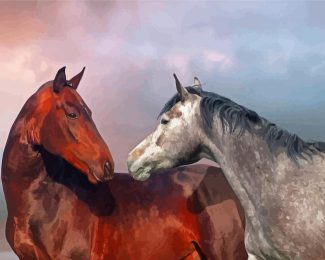 Beautiful Couple Horses Diamond Painting