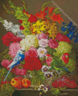 Birds Flowering Vase Yana Movchan Diamond Paintings