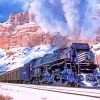 Black Train In Snow Diamond Painting