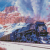 Black Train In Snow Diamond Painting