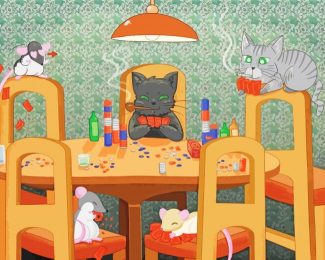 Cats And Rats Playing Poker Diamond Painting