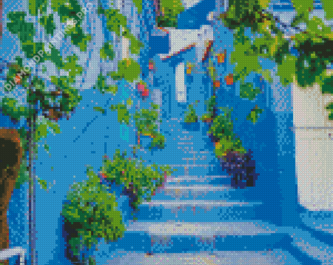 Chefchaouen Blue Streets Diamond Painting