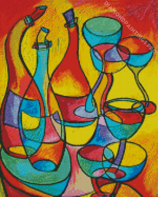 Colored Abstract Bottles And Glasses Diamond Painting