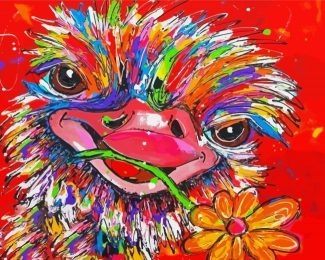 Colorful Ostrich And Flowers Diamond Painting