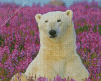 Cute Bear In Flowers Field Diamond Painting