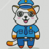 Cute Cat Wearing Police Uniform Diamond Painting