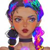 Cute Girl With Colorful Hair Diamond Paintings