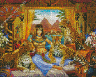 Egyptian Woman With Leopard Diamond Paintings