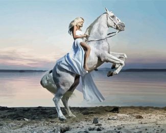 Fantasy Girl Riding A Horse Diamond Paintings