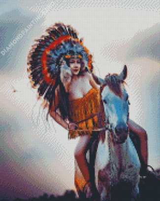 Girl On Tribal Horse Diamond Painting