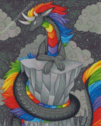 Grey Rainbow Dragon Art Diamond Paintings
