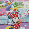 Minnie Mouse And Daisy Listening To Music Diamond Paintings